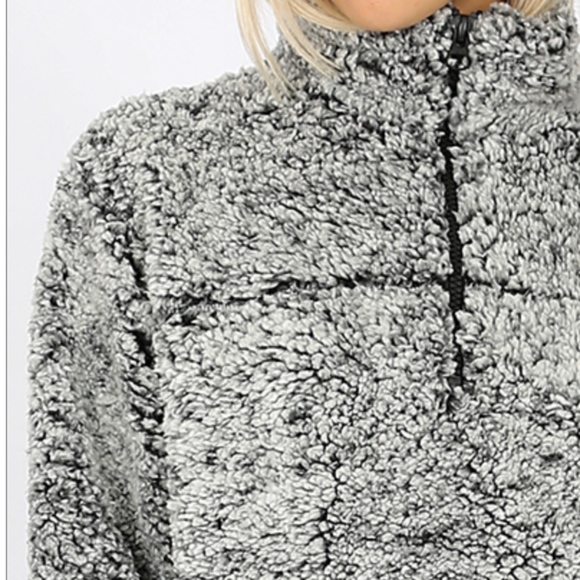 Sherpa Half Zip Pullover with pockets - Gray - Picture 3 of 6